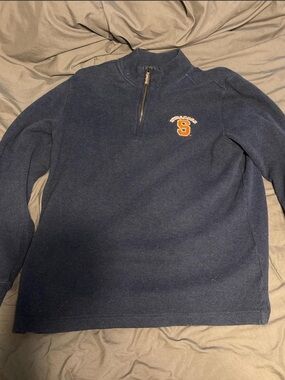 Syracuse Charles River Apparel Navy Quarter-Zip Sweatshirt with Orange 'S' Logo